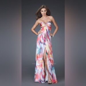 La Femme Strapless Multicolor Dress